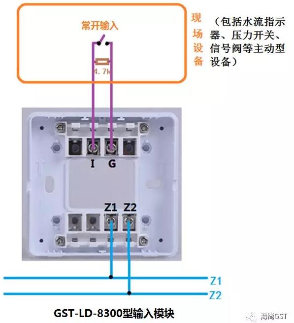 8300模塊與具有無源常開觸點(diǎn)的現(xiàn)場設(shè)備接線方法：